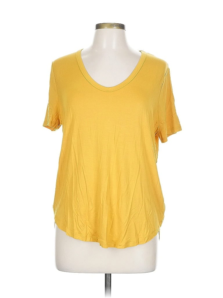 Pre-owned A New Day Short Sleeve Top Yellow Scoop Neck Tops