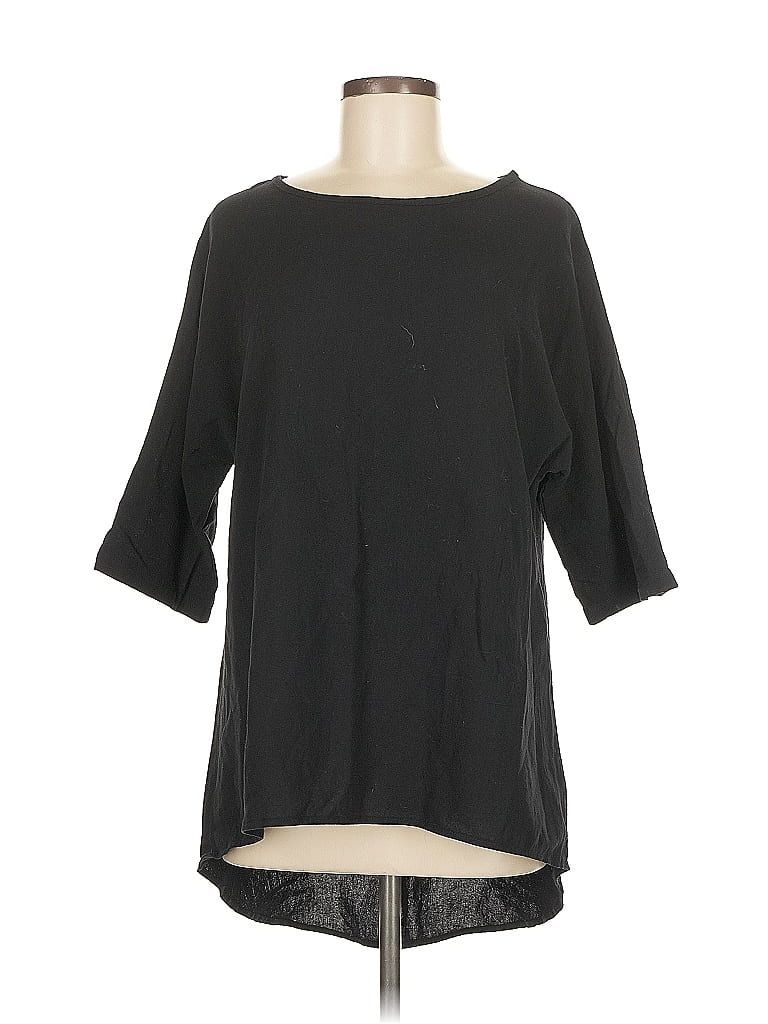 Pre-owned Unbranded 3/4 Sleeve T-shirt In Black