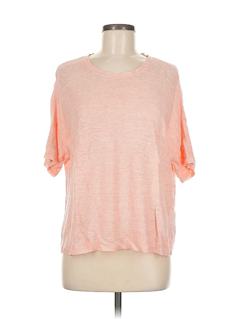 Pre-owned Eileen Fisher Short Sleeve Top Orange Crew Neck Tops