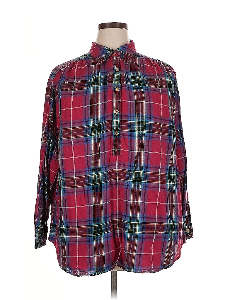 Pre-owned Chaps Long Sleeve Button Down Shirt In Burgundy