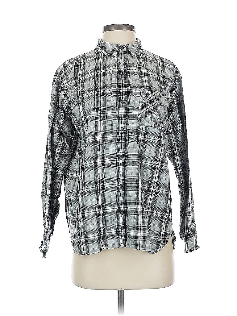 Pre-owned Jjill Long Sleeve Button Down Shirt In Gray