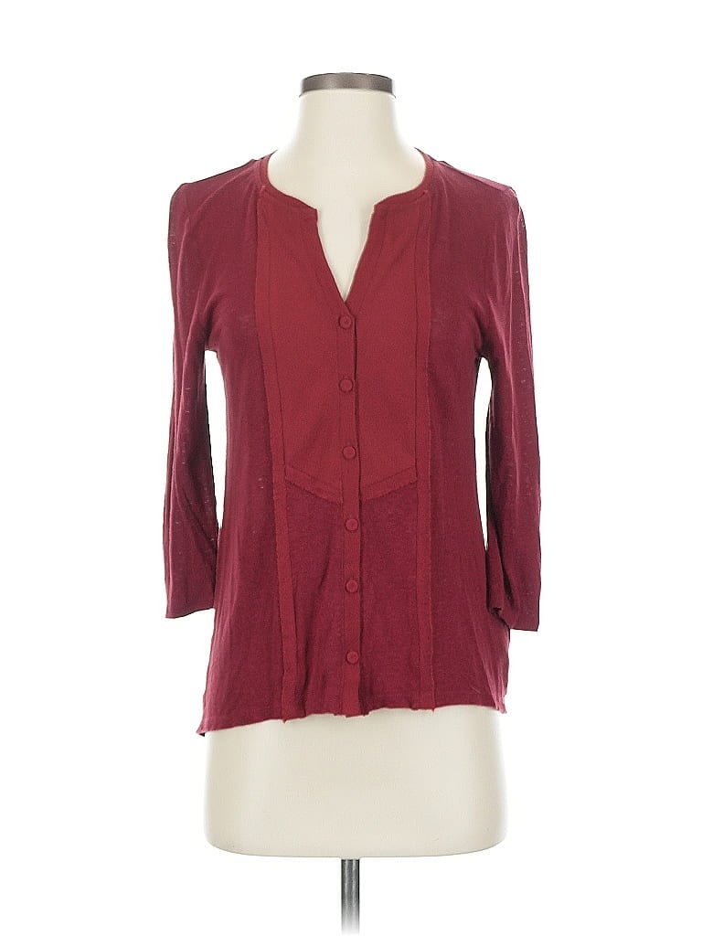 Pre-owned Lucky Brand 3/4 Sleeve Blouse In Burgundy