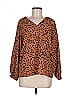 Shein Animal Print Brown Long Sleeve Blouse Size 6 - photo 1