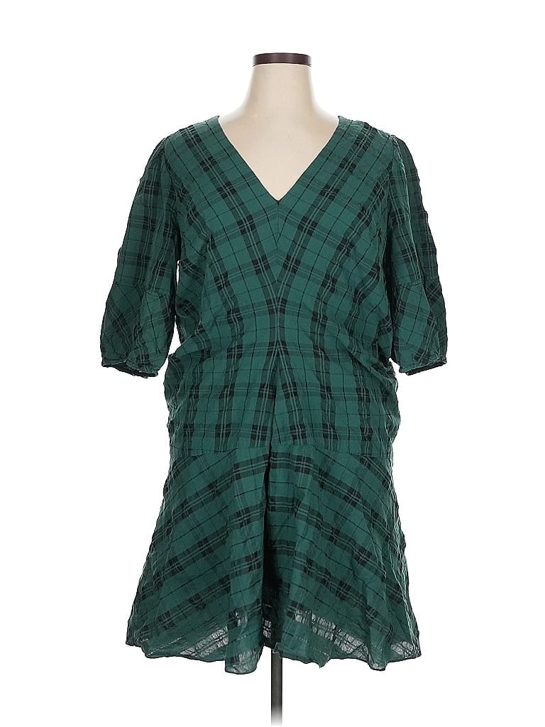 Tanya Taylor Plaid Green Casual Dress Size 16 - photo 1