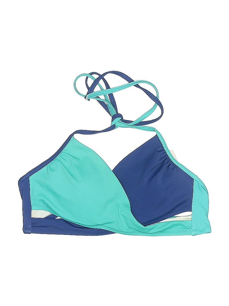 Pre-owned Victoria's Secret Pink Swimsuit Top Blue Color Block Pattern Swimwear