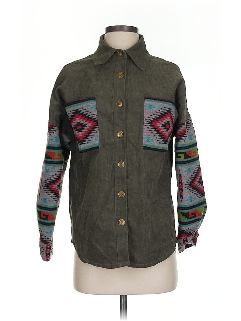 Pre-owned Unbranded Long Sleeve Button Down Shirt In Green