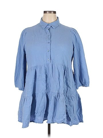 a.n.a. A New Approach 3/4 Sleeve Button-Down Shirt (view 1)