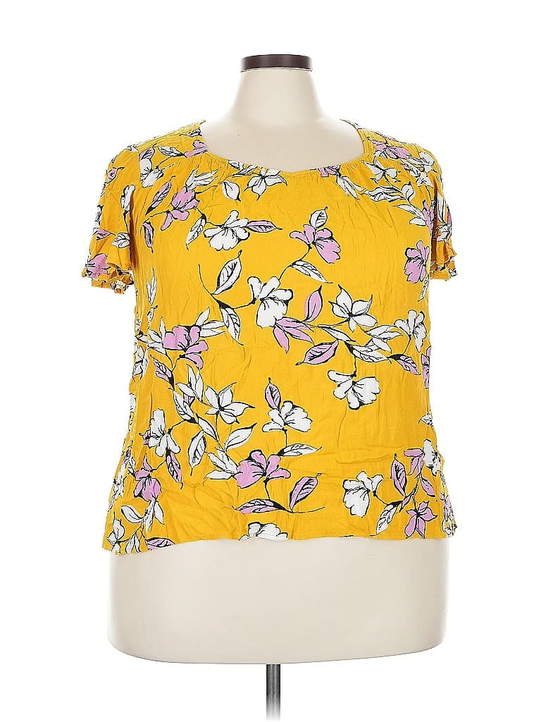 Pre-owned Lane Bryant Short Sleeve Blouse In Yellow