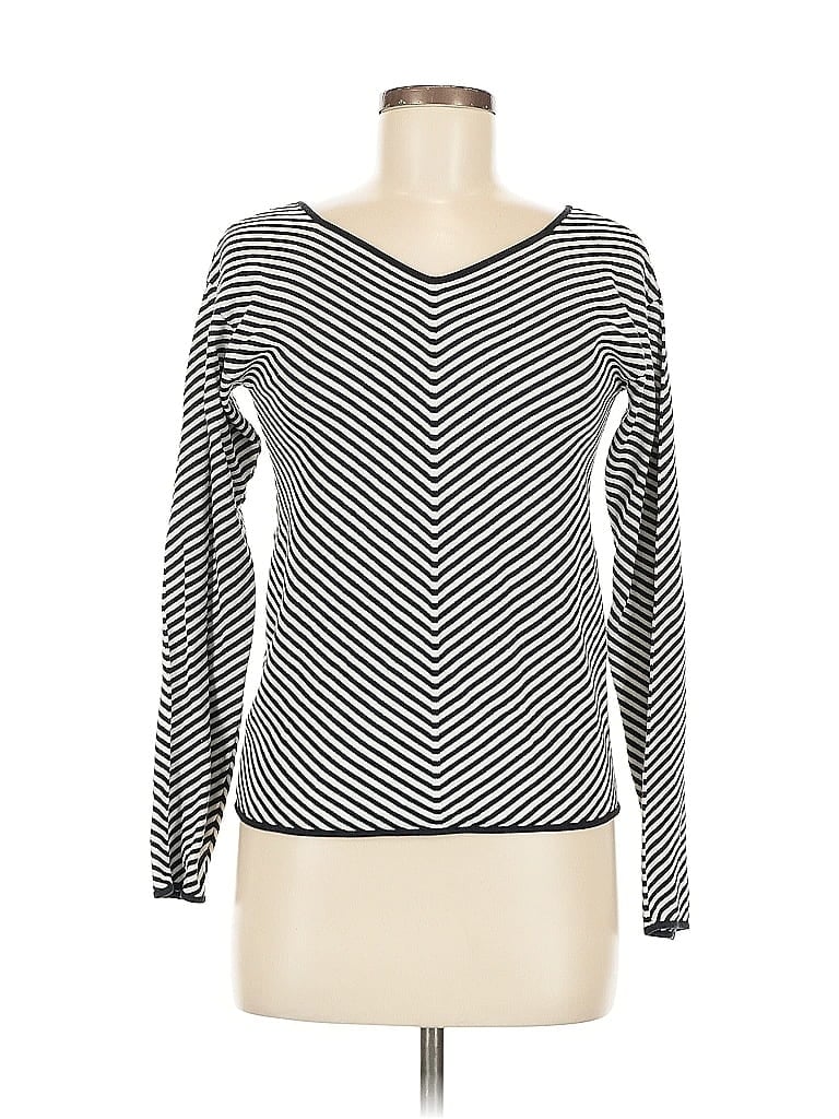 Pre-owned Armani Collezioni Long Sleeve Top Gray Scoop Neck Tops