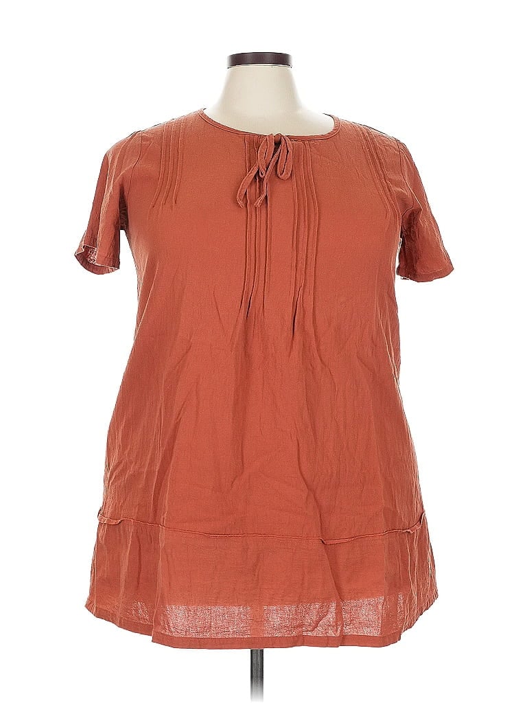 Pre-owned Unbranded Short Sleeve Blouse In Orange