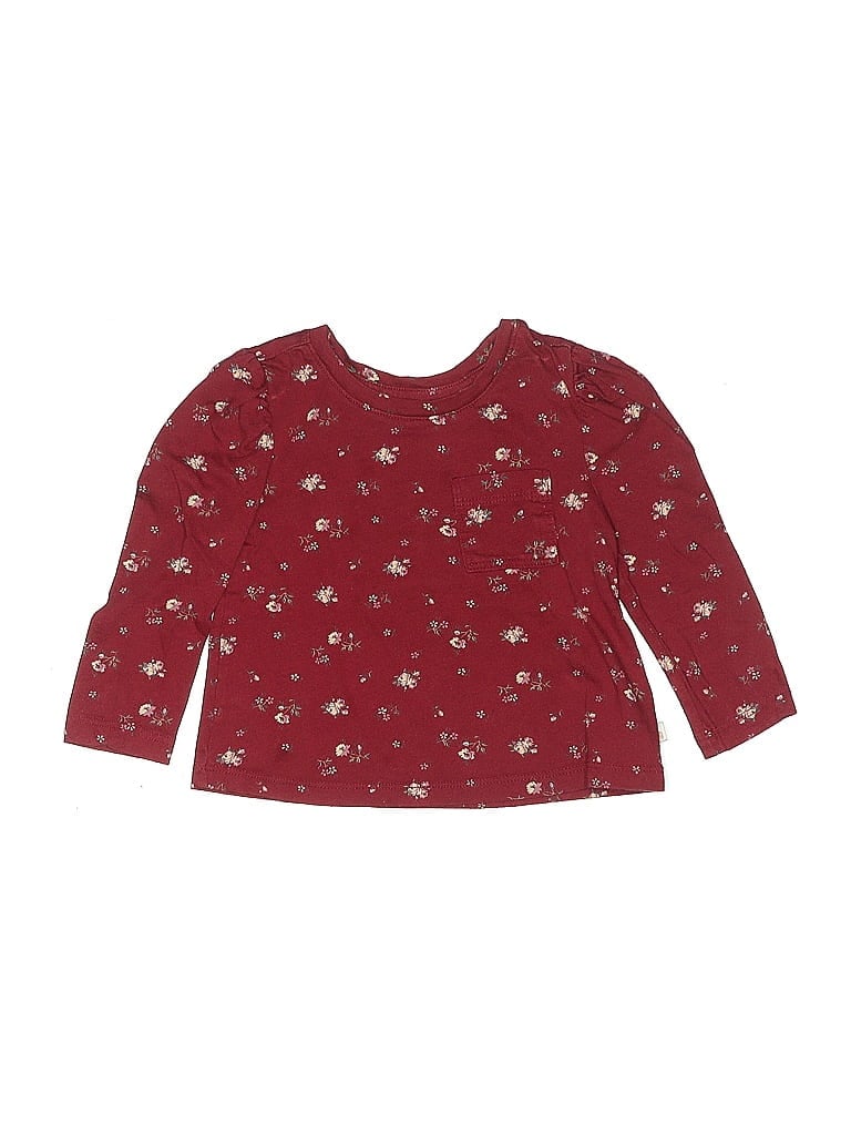 Pre-owned Baby Gap Kids' Long Sleeve Henley Shirt In Red
