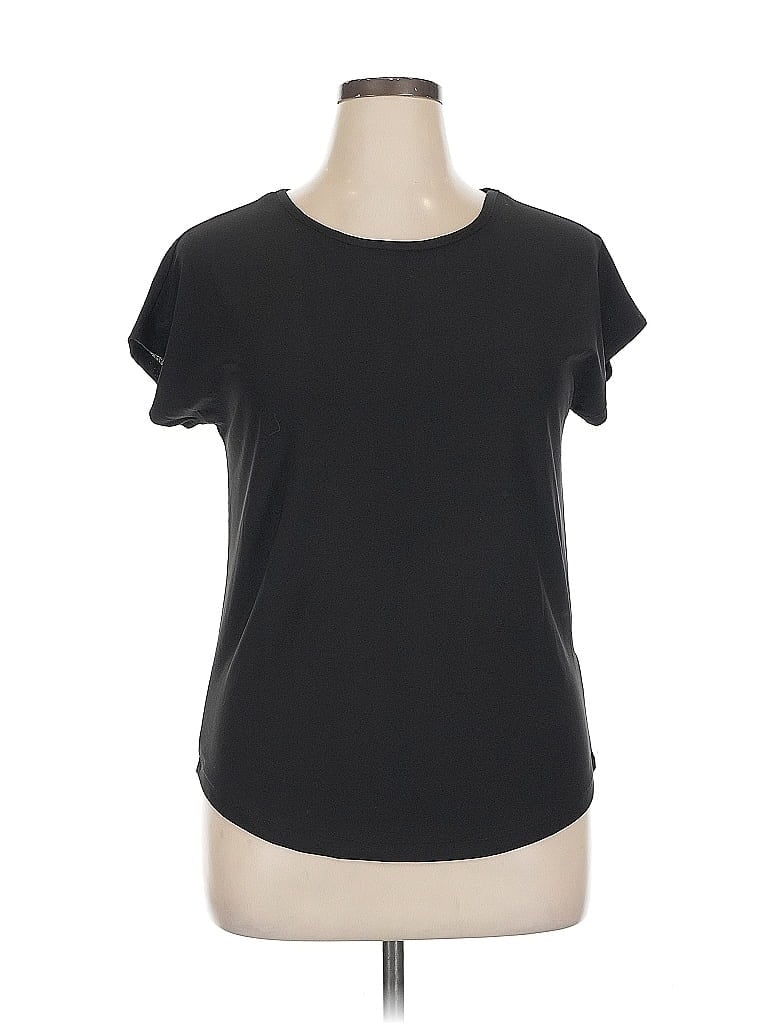 Pre-owned Ashley Blue Short Sleeve Top Black Scoop Neck Tops