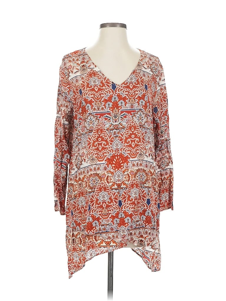 Pre-owned One World 3/4 Sleeve Blouse In Orange