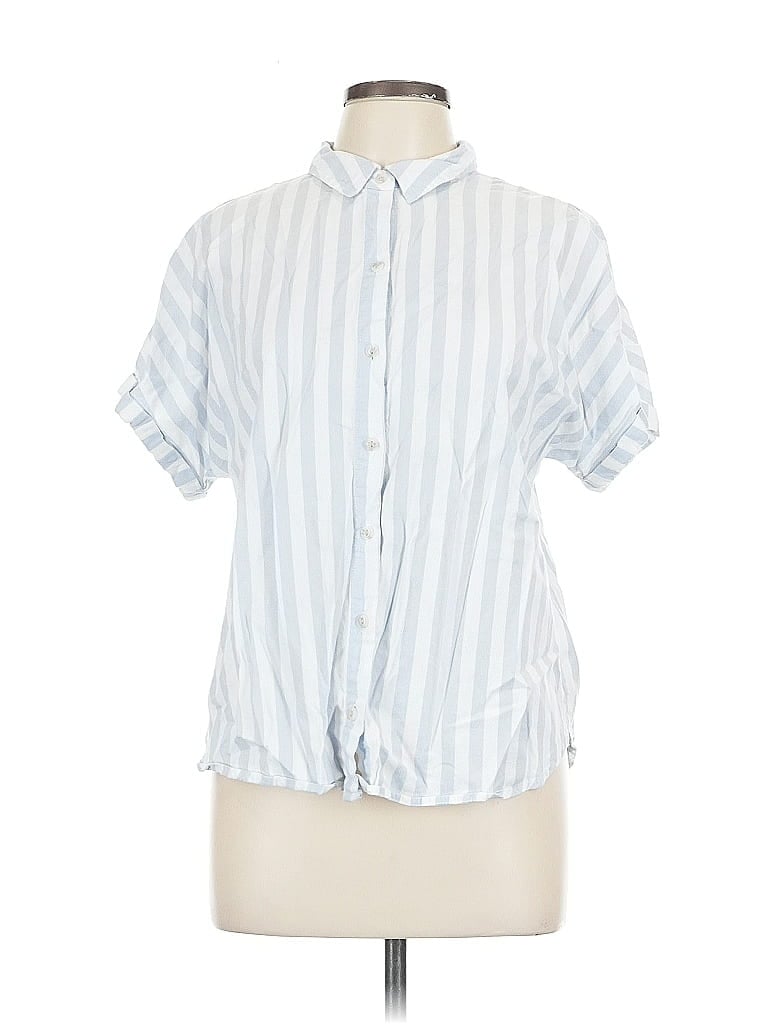 Pre-owned Universal Thread Short Sleeve Button Down Shirt In Blue