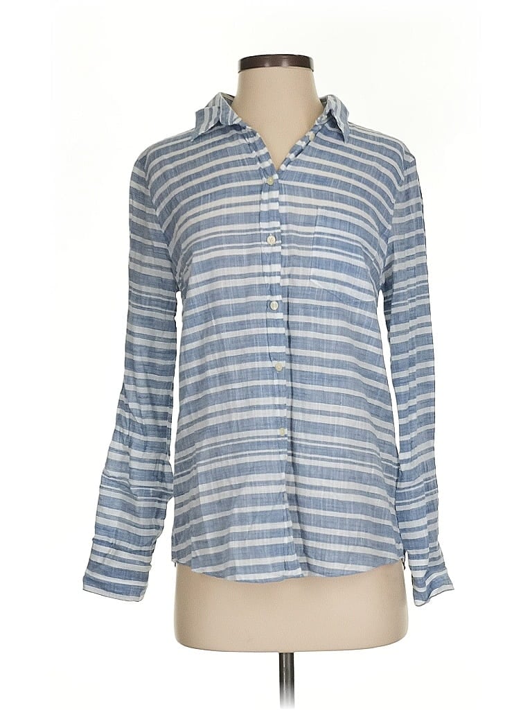 Pre-owned J.crew Factory Store Long Sleeve Blouse In Blue