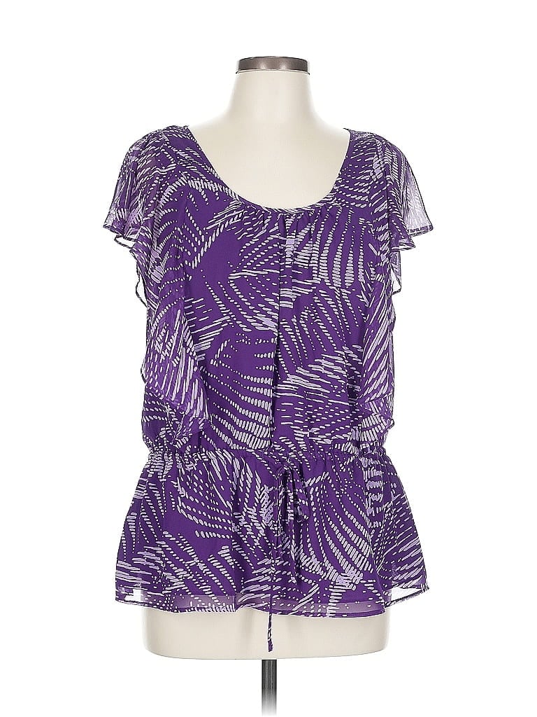 Pre-owned Elle Short Sleeve Blouse In Purple