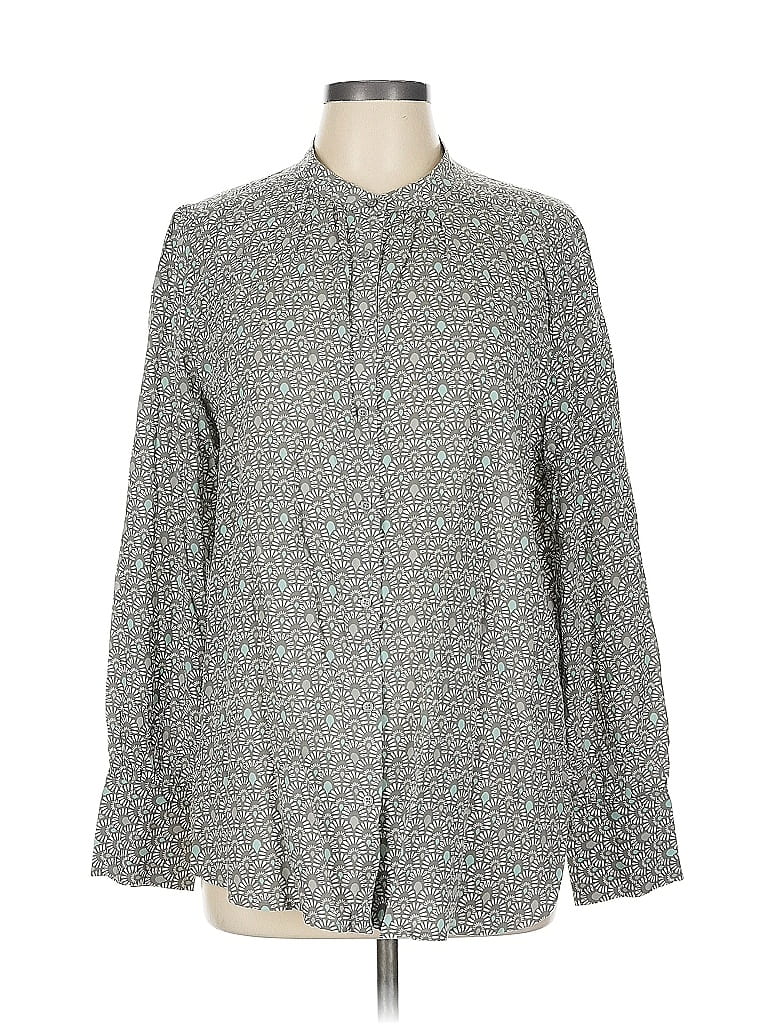 Pre-owned Ann Taylor Loft Outlet Long Sleeve Polo Shirt In Gray