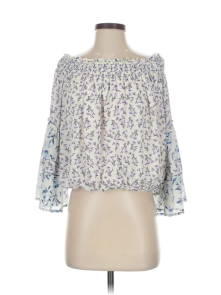 Pre-owned Free People 3/4 Sleeve Blouse In Blue