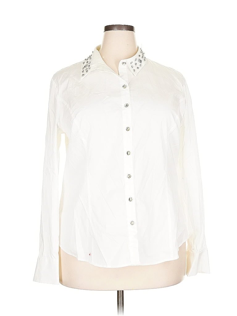 Pre-owned Ny & C Long Sleeve Blouse In White