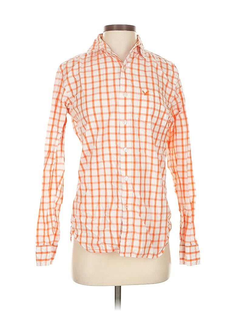 Pre-owned American Eagle Outfitters Long Sleeve Blouse In Orange