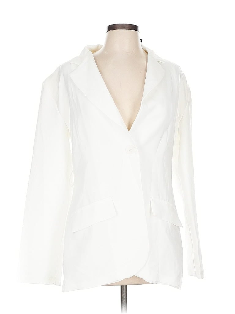 Pre-owned Boohoo Blazer Jacket In White