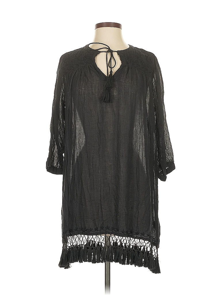 Pre-owned Roller Rabbit 3/4 Sleeve Blouse In Black