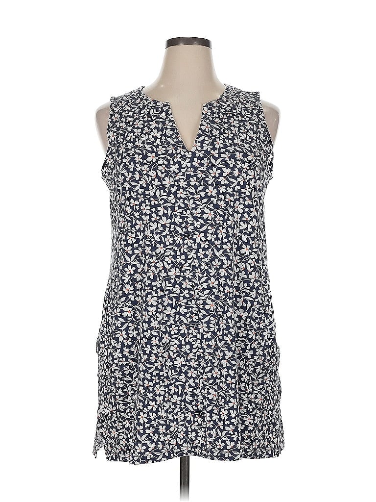 Pre-owned Lands' End Tank Top Blue Plunge Neckline Tops