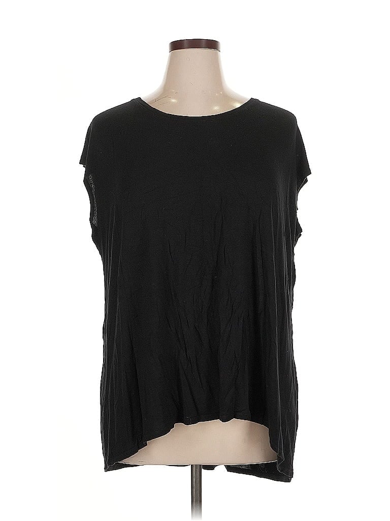 SEJOUR Pre-owned Short Sleeve Top Black Scoop Neck Tops