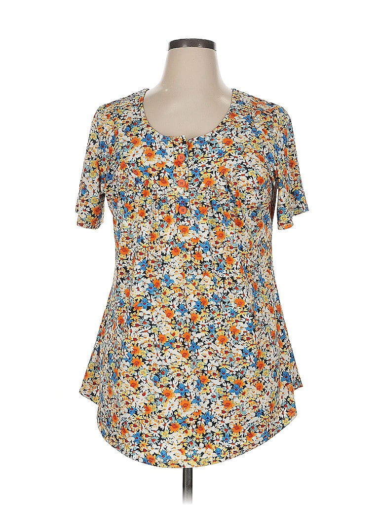 Pre-owned Unbranded Short Sleeve Blouse In Orange