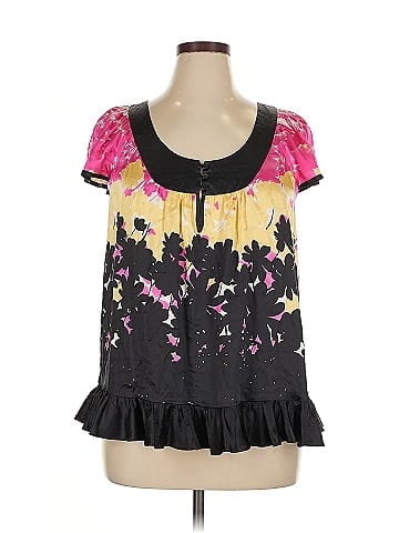 INC International Concepts Short Sleeve Silk Top (view 1)