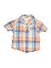Carter's 100% Cotton Plaid Orange Short Sleeve Button-Down Shirt 6-9 MO / 9 MO - photo 1