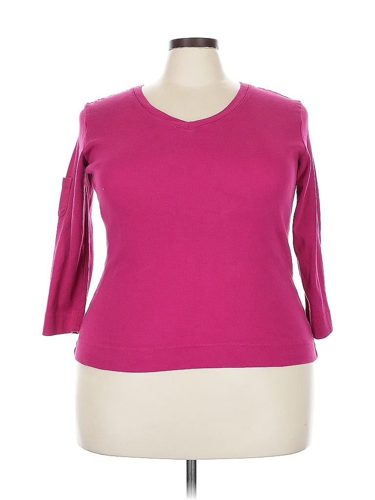 Pre-owned Fresh Produce 3/4 Sleeve Top Pink Sweetheart Neckline Tops