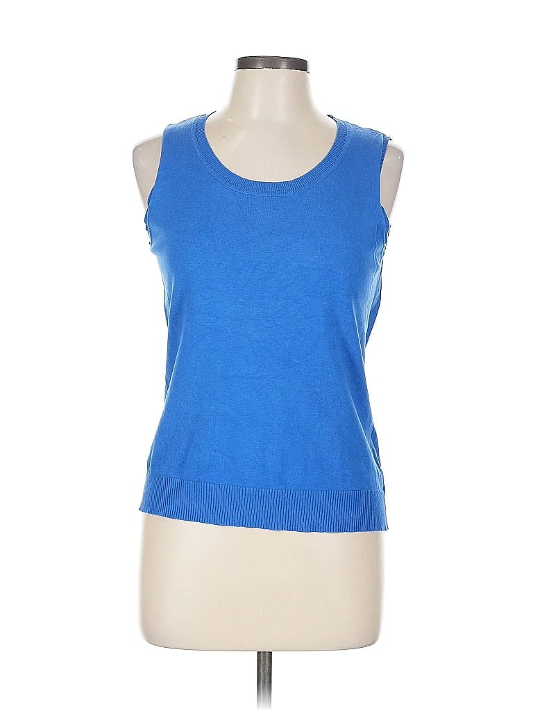 Pre-owned August Silk Pullover Sweater In Blue