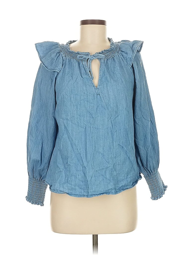 Pre-owned Old Navy Long Sleeve Blouse In Blue