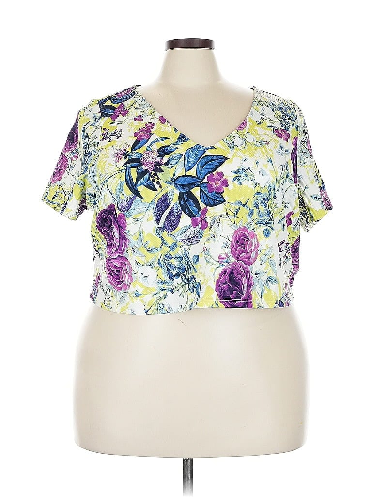 Pre-owned Torrid Short Sleeve Top Purple Sweetheart Neckline Tops