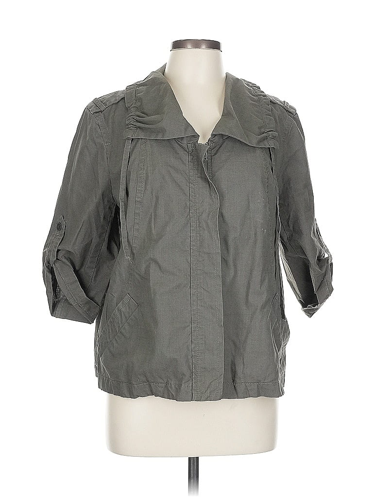 Pre-owned Ann Taylor Factory 3/4 Sleeve Button Down Shirt In Gray