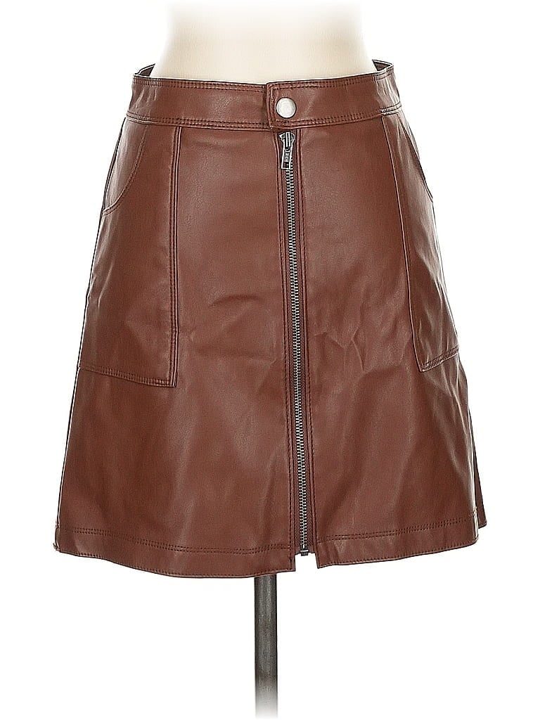 Pre-owned No Boundaries Faux Leather Skirt In Brown
