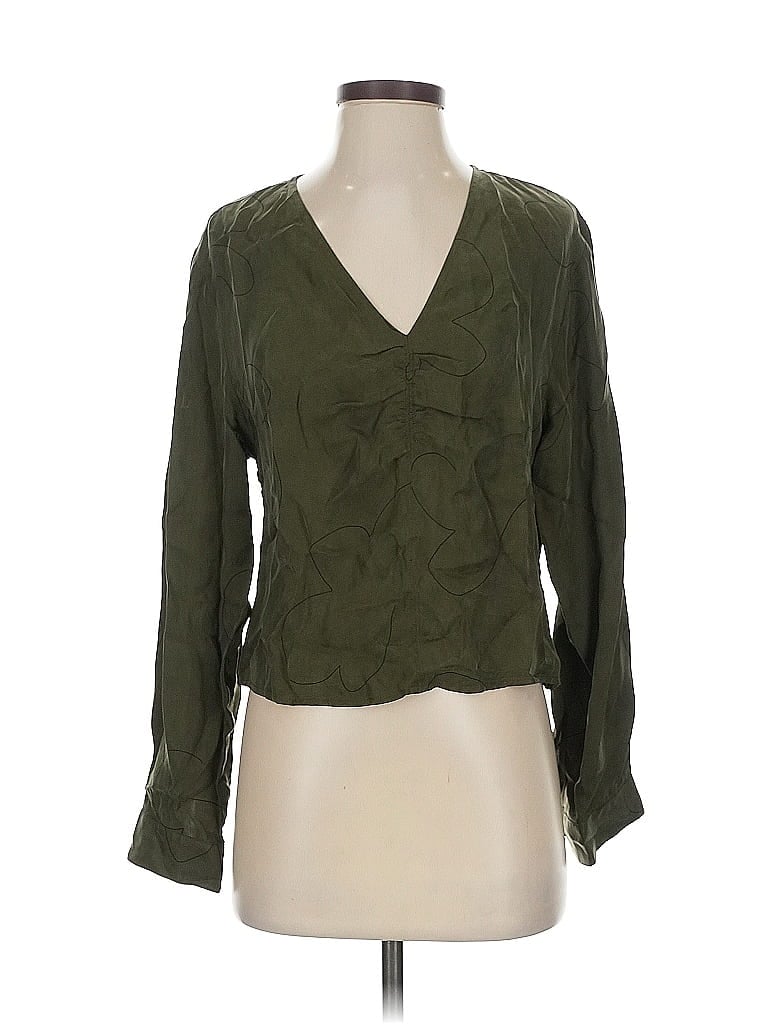 Pre-owned Madewell Long Sleeve Blouse In Green
