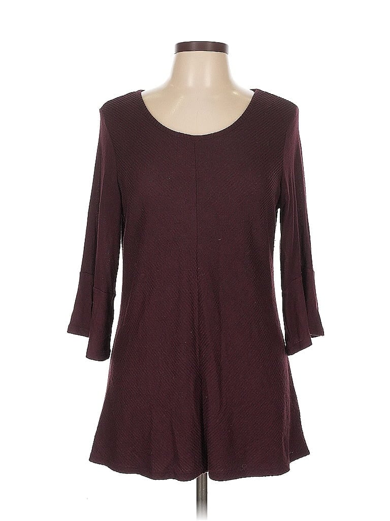 Pre-owned Apt. 9 3/4 Sleeve T-shirt In Burgundy