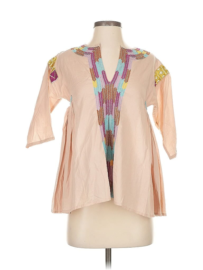 Pre-owned Roller Rabbit 3/4 Sleeve Blouse In Brown