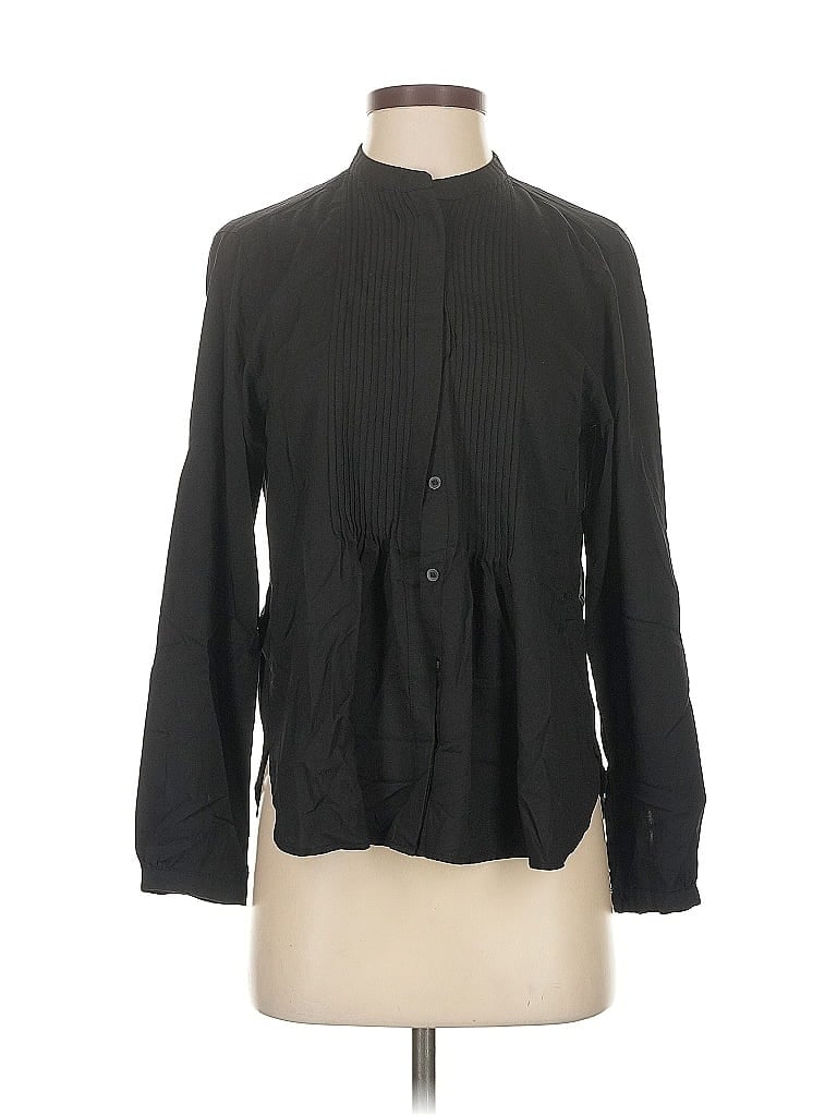 Pre-owned Uniqlo Long Sleeve Blouse In Black