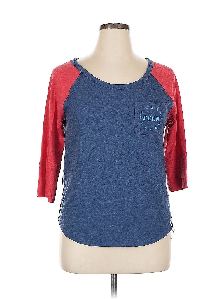 Pre-owned Feed Usa + Target 3/4 Sleeve T-shirt In Blue