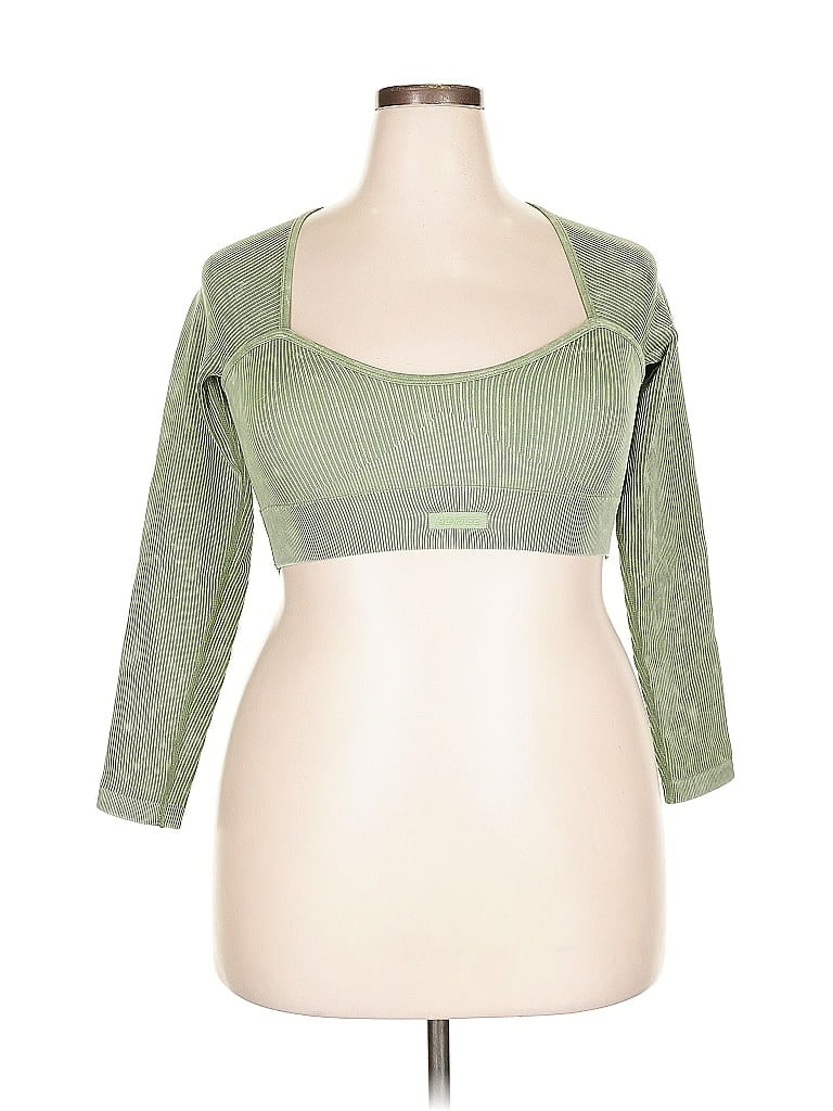 Pre-owned Bo+tee 3/4 Sleeve Top Green Square Neckline Tops