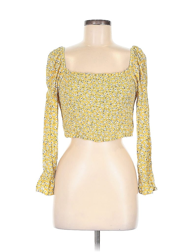Pre-owned Hem & Thread 3/4 Sleeve Blouse In Yellow