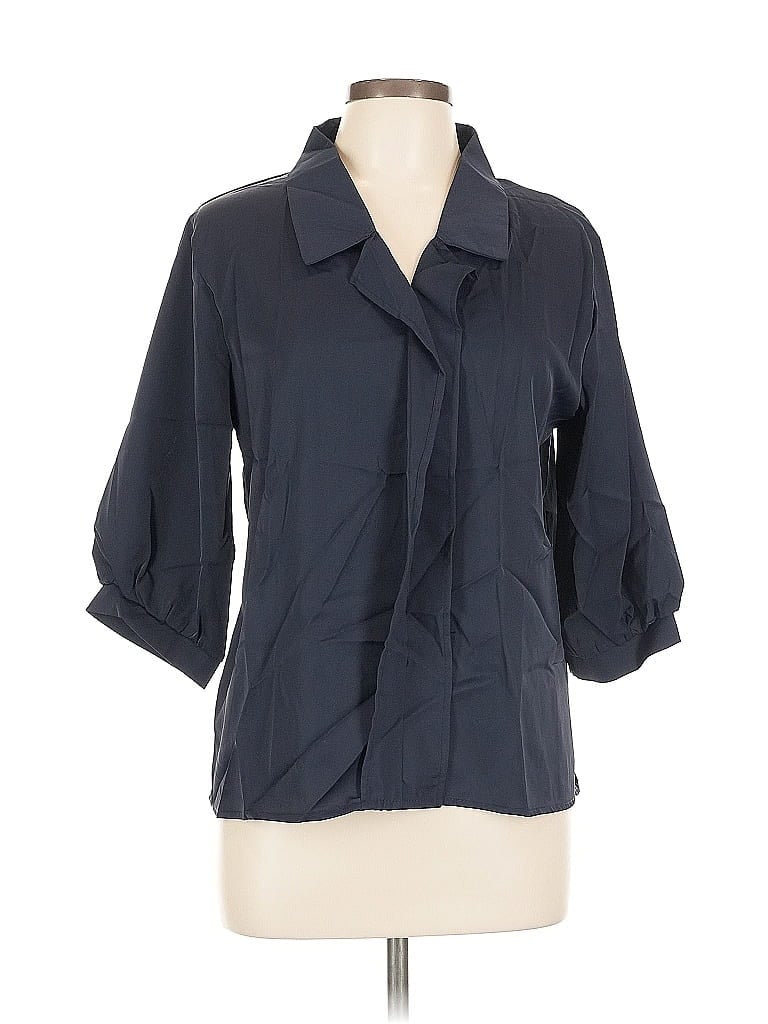 Pre-owned Fashion 3/4 Sleeve Button Down Shirt In Blue