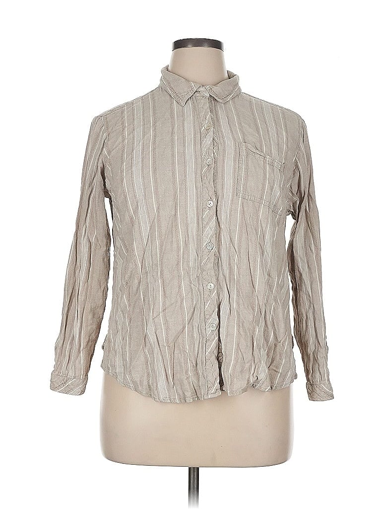 Pre-owned Cooper & Ella Long Sleeve Button Down Shirt In Brown