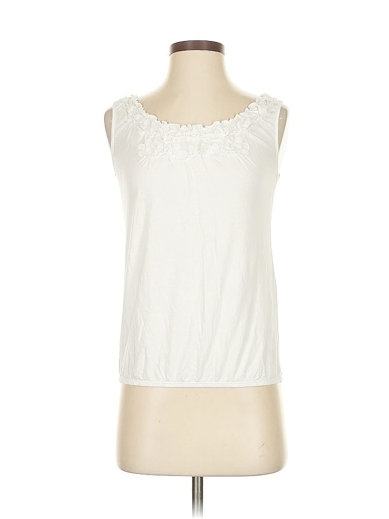 Pre-owned Ann Taylor Loft Sleeveless T-shirt In White