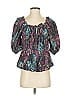 Nicholas 100% Cotton Black Purple 3/4 Sleeve Blouse Size 4 - photo 1