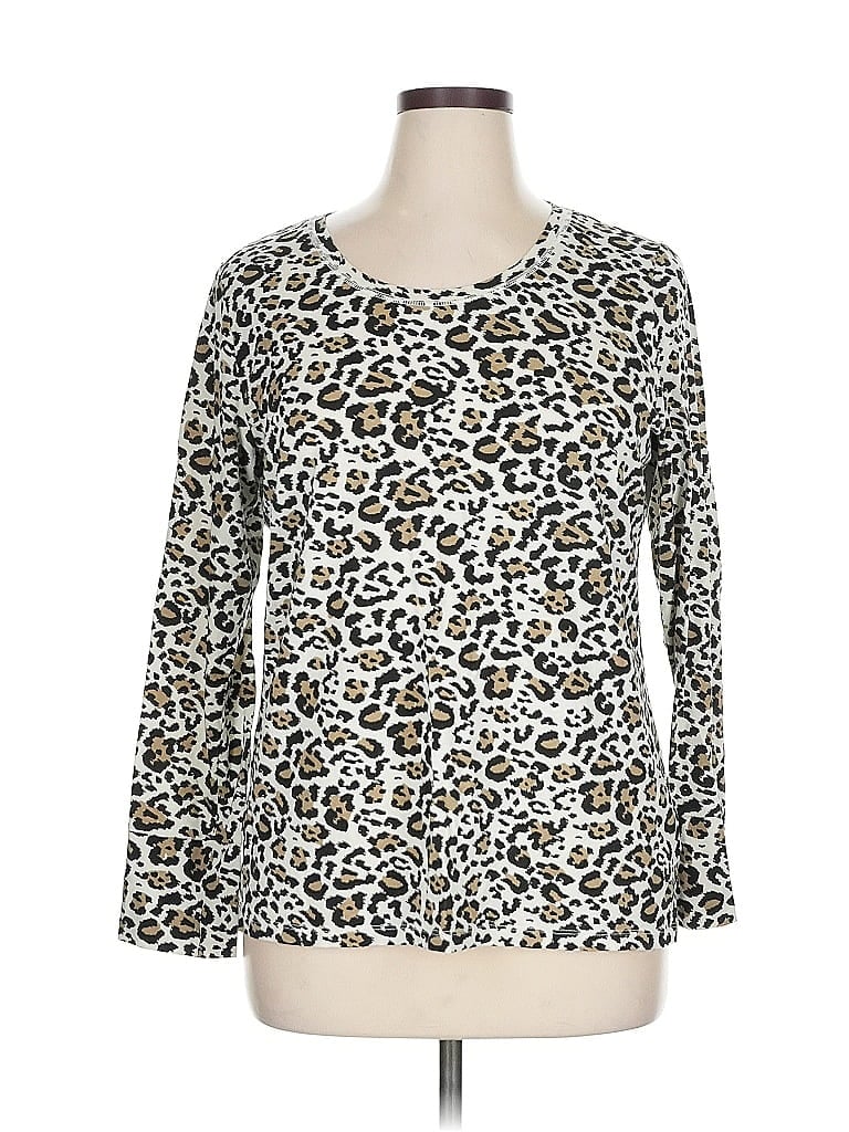 Pre-owned A.n.a. A New Approach Long Sleeve Top Silver Scoop Neck Tops