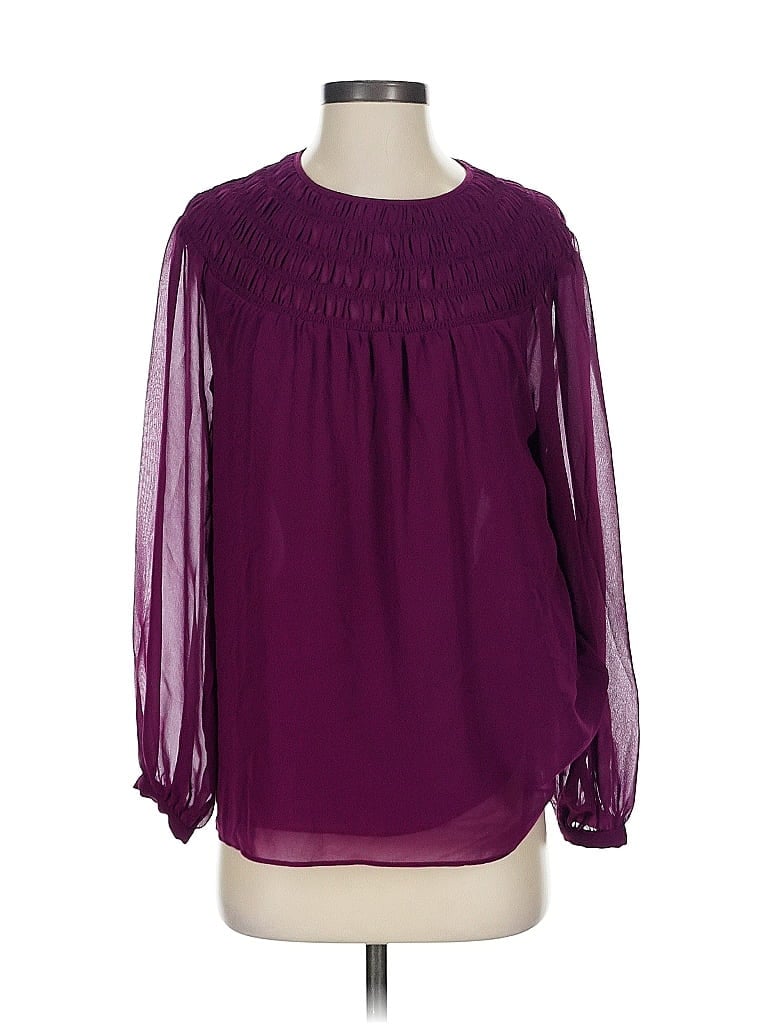 Pre-owned Calvin Klein Long Sleeve Blouse In Purple